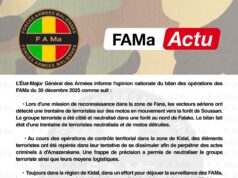 Le Chef d’Etat-Major General des Armées informe l’opinion nationale du bilan des opérations des FAMa du 30 décembre 2025 comme suite: