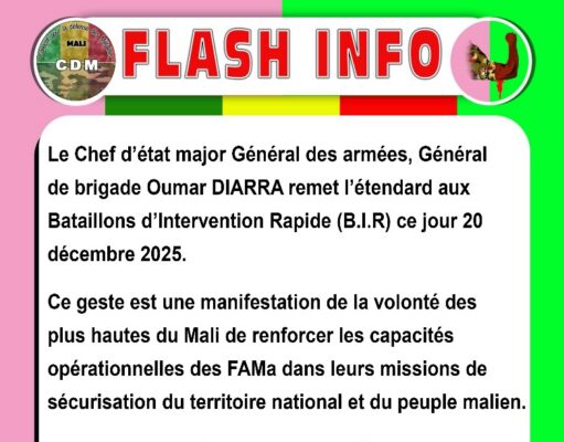 MESSAGE DU CDM RELATIF A LA PRISE DE SERVICE DU NOUVEAU DIRECTEUR GÉNÉRAL DES DOUANES DU MALI