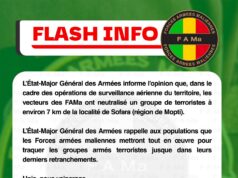 L’Etat-Major Général des Armées informe l’opinion