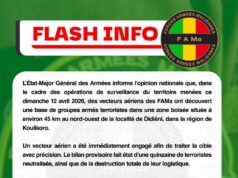 L’État-Major Géneral des Armées informe l’opinion nationale